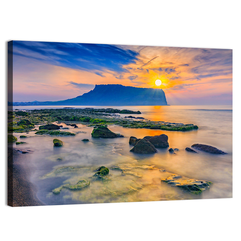 Sunrise Over Seongsan Ilchulbong Wall Art, canvas print, landscape