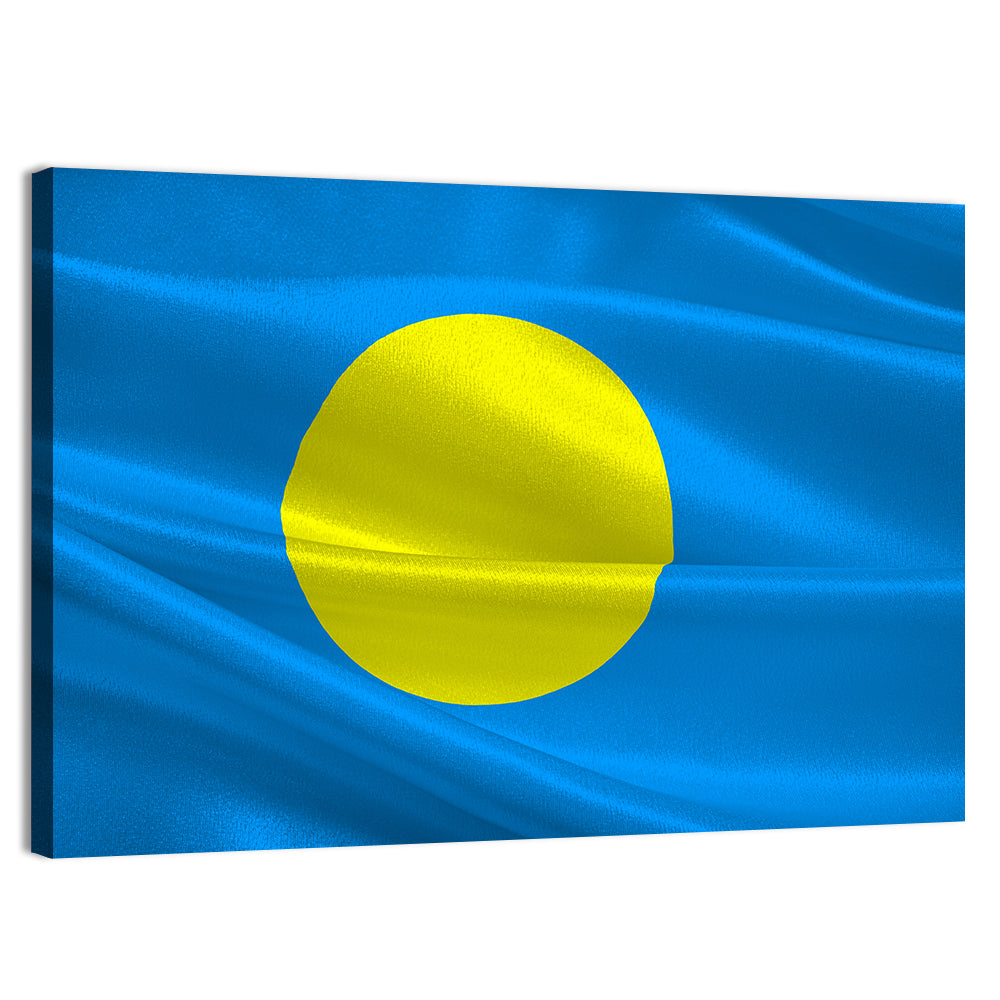 Flag of Palau Wall Art, canvas print, landscape