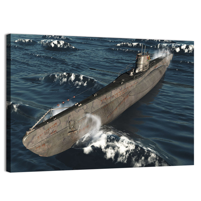 U-99 German Submarine at Sea Wall Art as a canvas print