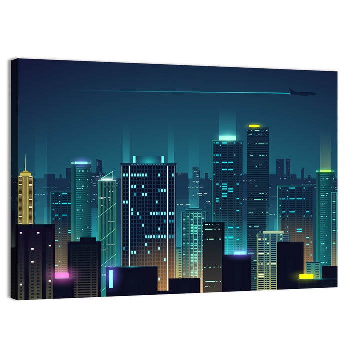 Abstract Night City Skyline Wall Art as a canvas print