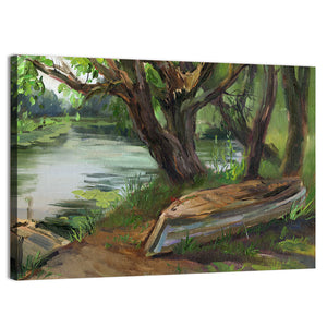 Willow Trees By Quiet River Wall Art
