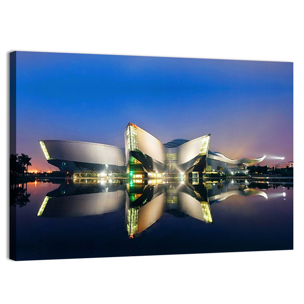 Guangdong Science Center Night Reflection Wall Art, canvas print, landscape