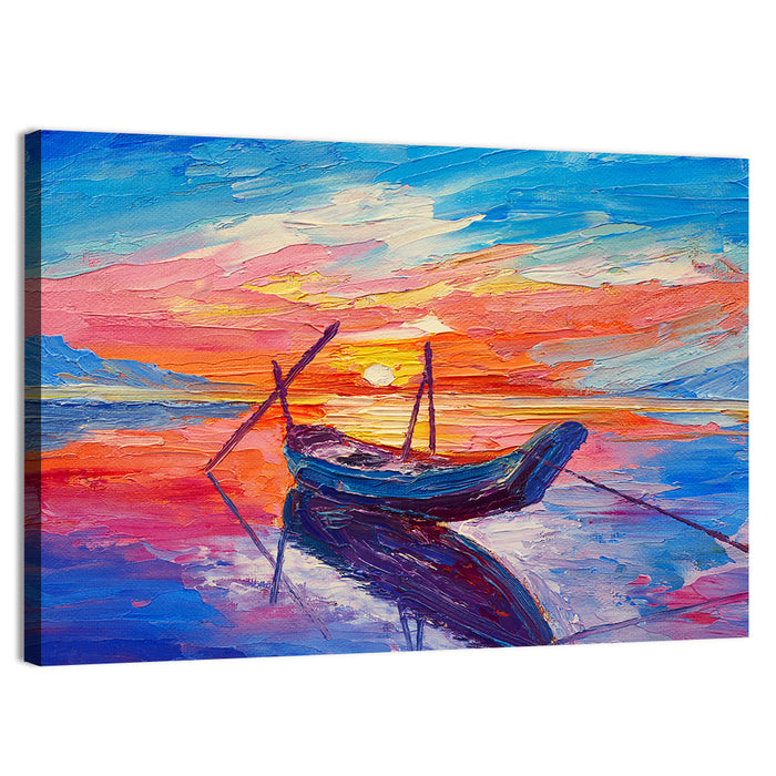 Fishing Boats at Sunset Wall Art as a canvas print