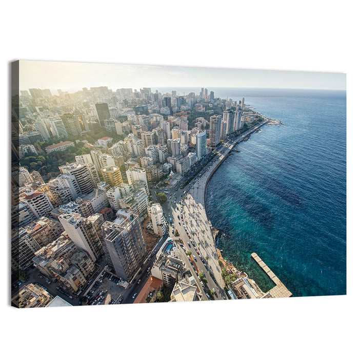 Beirut Corniche Aerial View Wall Art as a canvas print