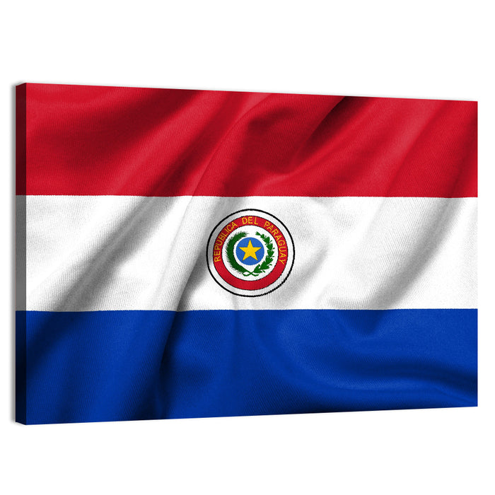 Paraguay Flag with Emblem Wall Art as a canvas print