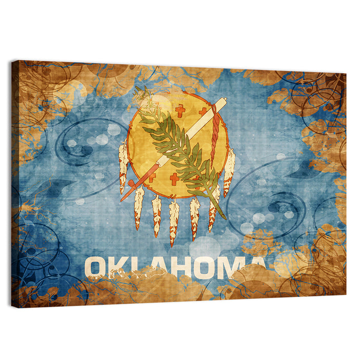 Vintage Oklahoma Flag Wall Art as a canvas print