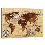 Vintage Nautical World Map Wall Art