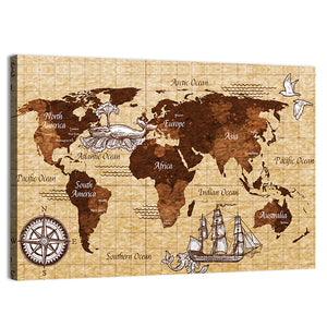 Retro World Map Wall Art