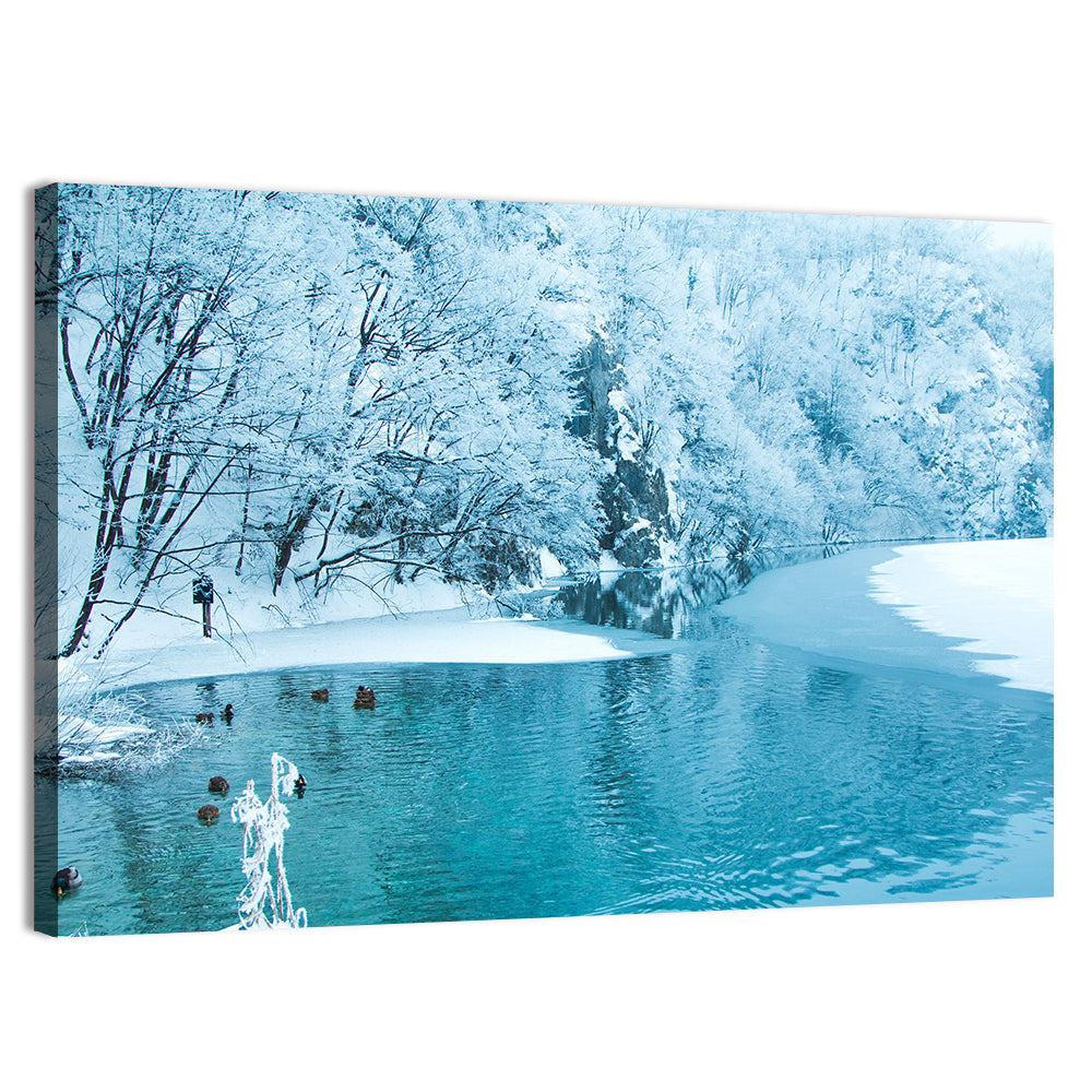 Frozen Lake in Plitvice Wall Art