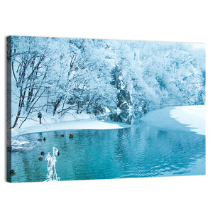 Frozen Lake In Plitvice Wall Art