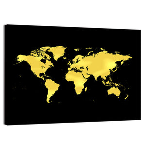 Golden World Map Wall Art