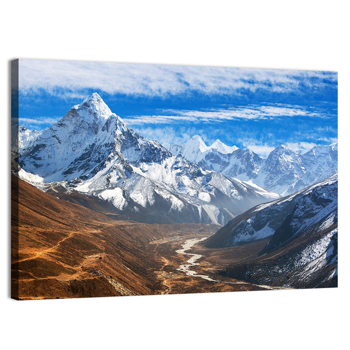 Ama Dablam Valley View Wall Art as a canvas print