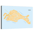 Venice Canal Map, Light Blue and Orange Wall Art