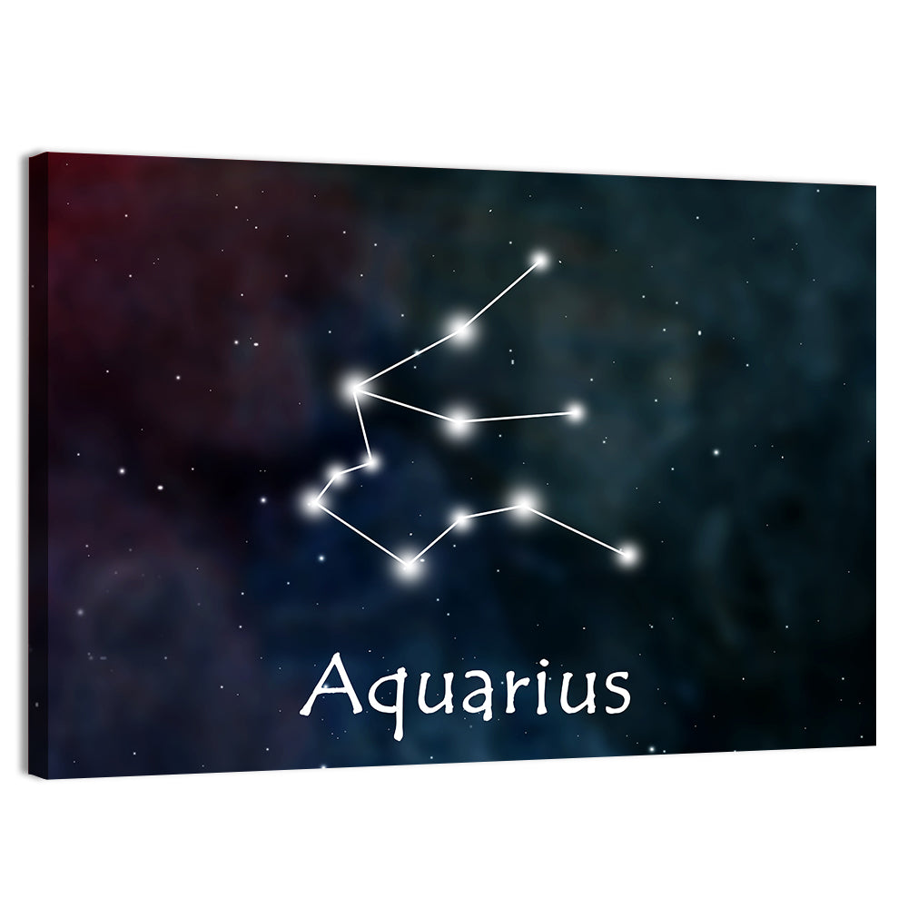 Aquarius Constellation Star Map Wall Art, canvas print, landscape