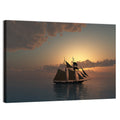 Schooner Silhouette at Sunset Wall Art