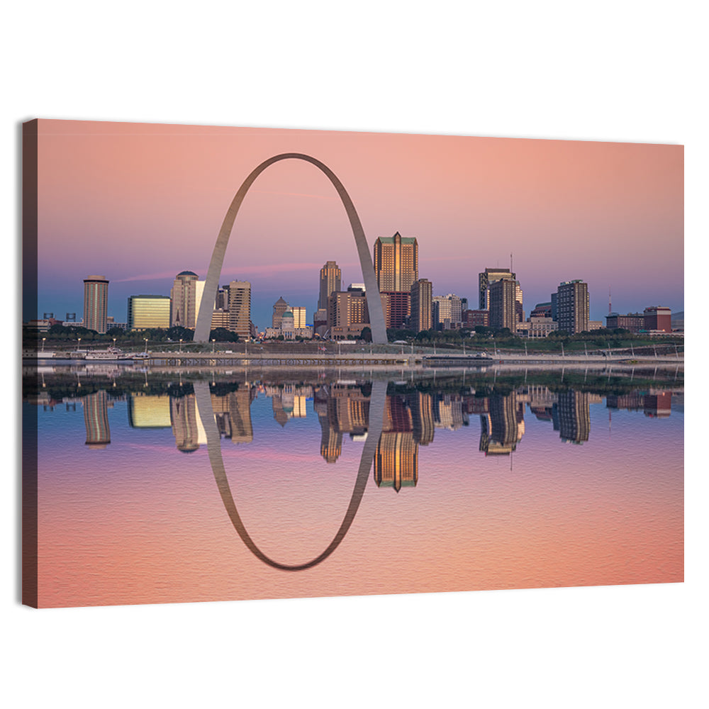St Louis Skyline Along Mississippi River Wall Art