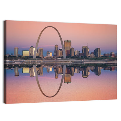 St Louis Skyline Along Mississippi River Wall Art
