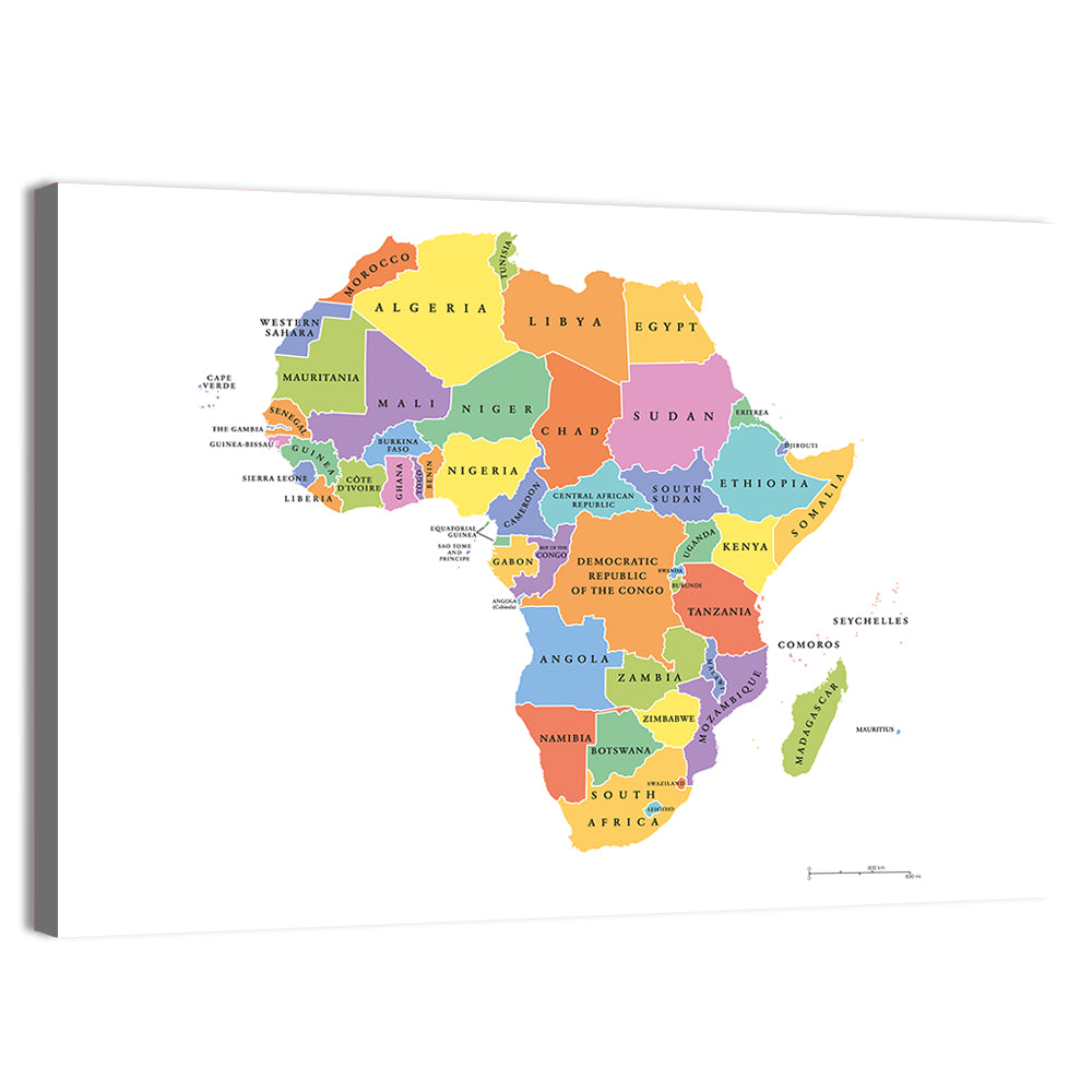 Colorful Africa Political Map Wall Art