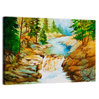 Mossy Forest Waterfall Wall Art