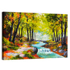 Winding Autumn Stream with Waterfall Wall Art