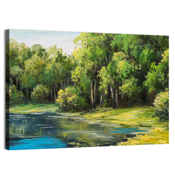 Tranquil Forest Lake Wall Art as a canvas print