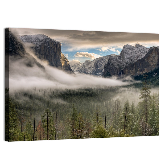Misty Yosemite Valley Wall Art as a canvas print