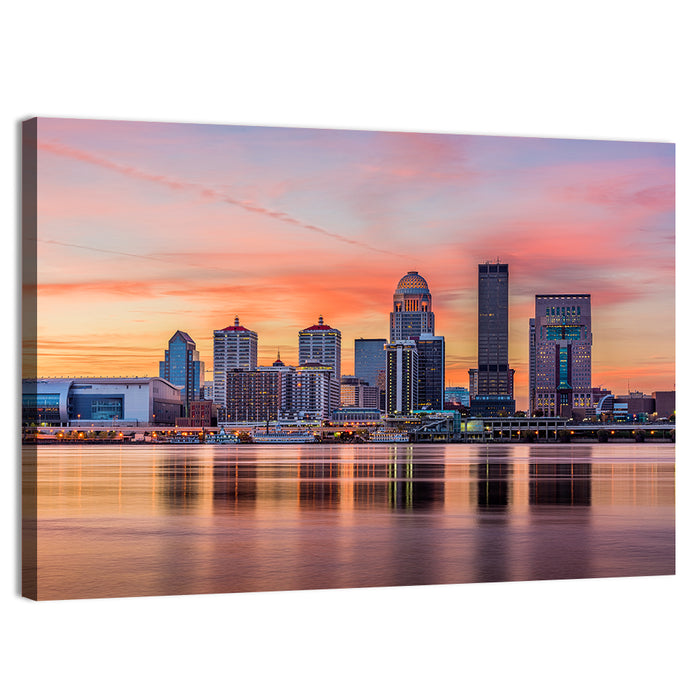 Louisville Skyline at Sunset Wall Art as a canvas print