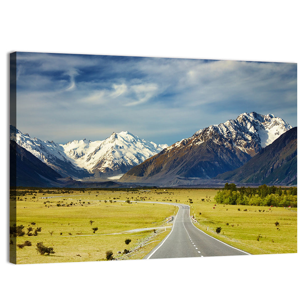 Road to Aoraki Mount Cook Wall Art, canvas print, landscape