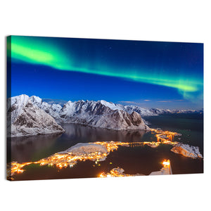 Aurora Borealis Over Reinebringen Mountain Ridge Wall Art