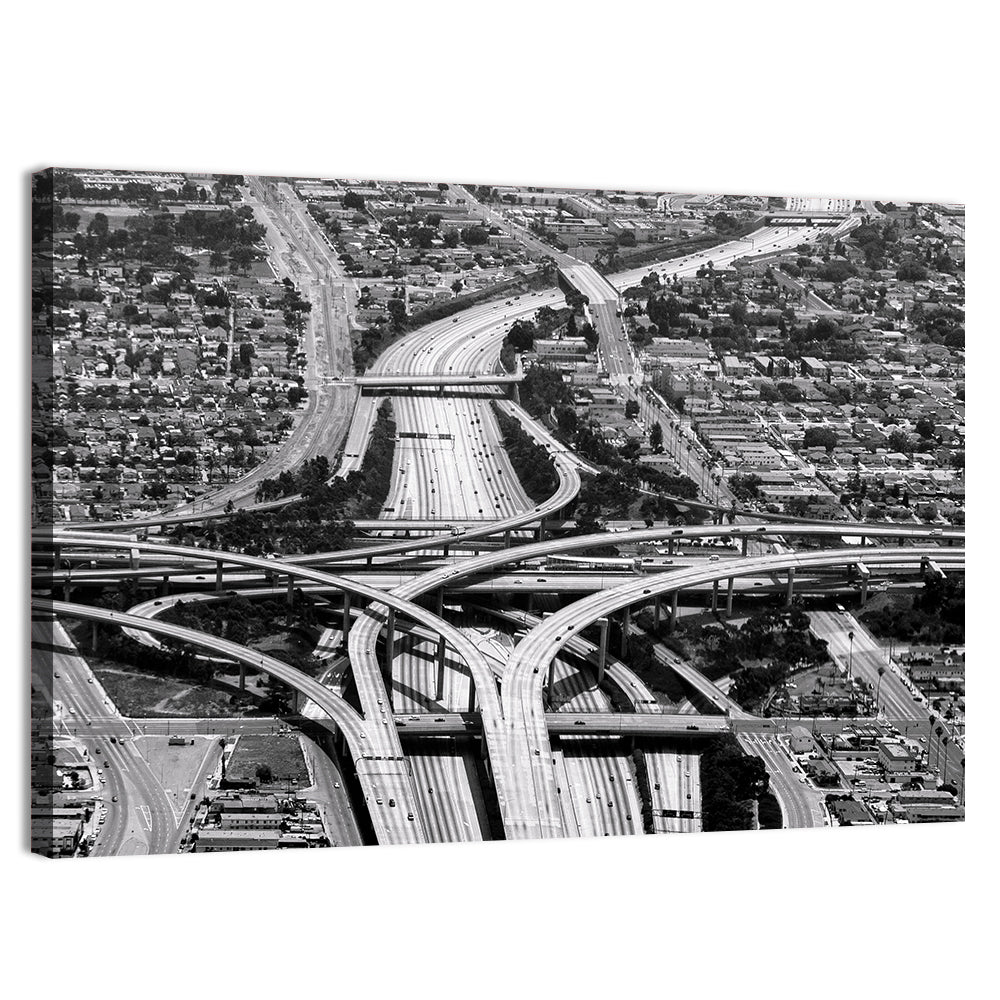 Monochrome La Airport Interchange Wall Art, canvas print, landscape