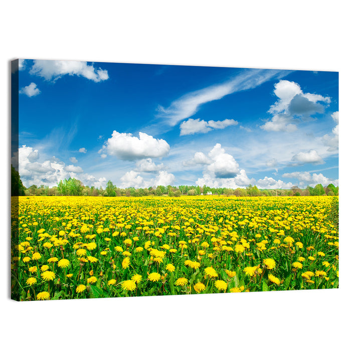 Yellow Dandelion Meadow Wall Art as a canvas print