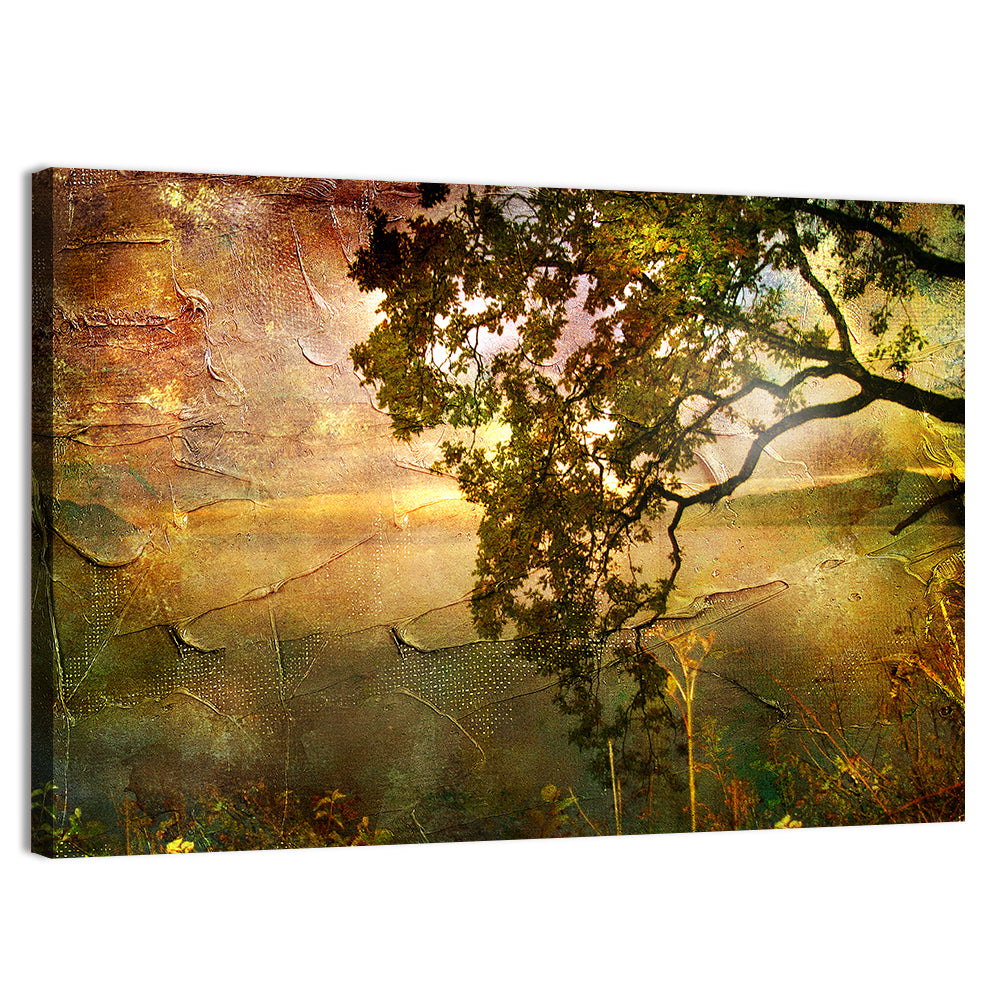 Autumn Lake Sunset Wall Art, canvas print, landscape
