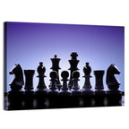 Blue Backlit Chess Pieces Wall Art