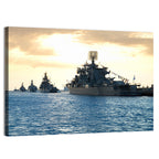 Naval Fleet at Golden Sunset Wall Art