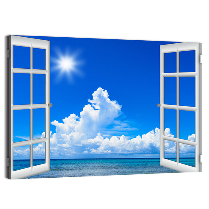 Seaside Window View Wall Art as a canvas print