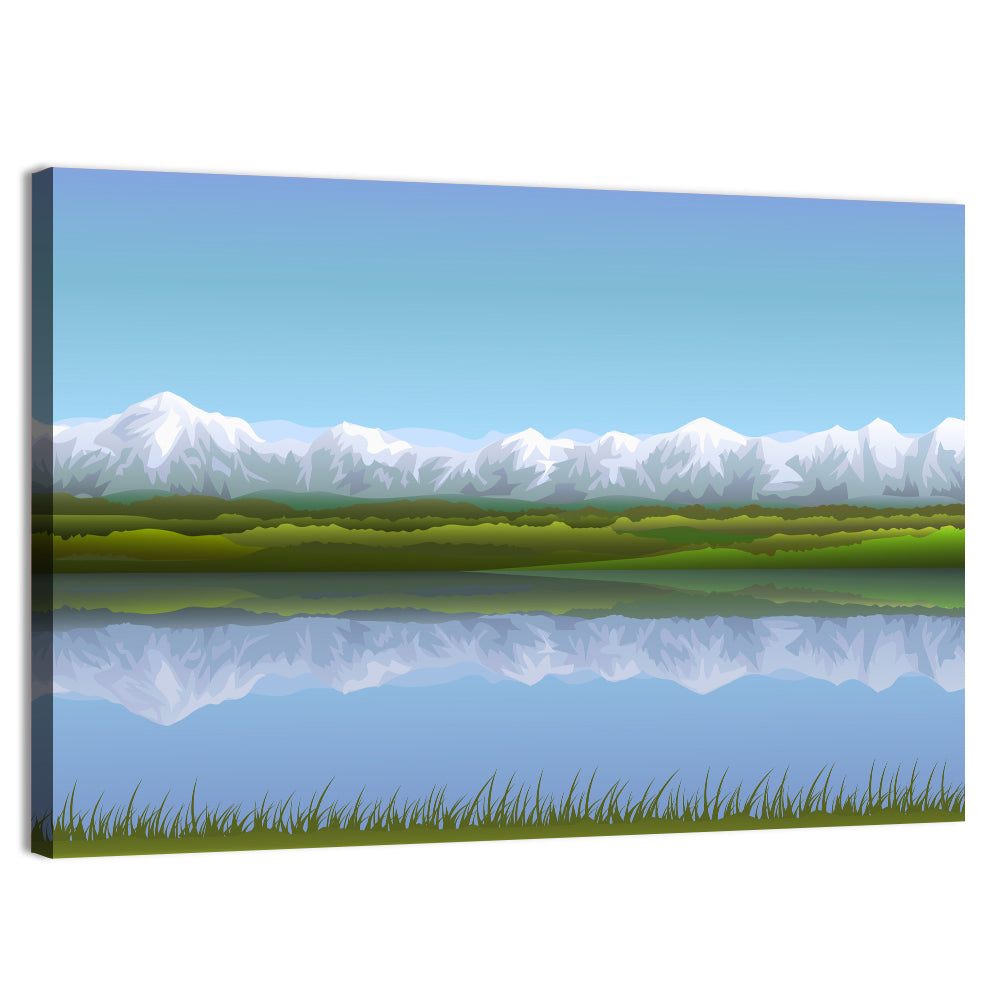 Snow-capped Alpine Lake Wall Art