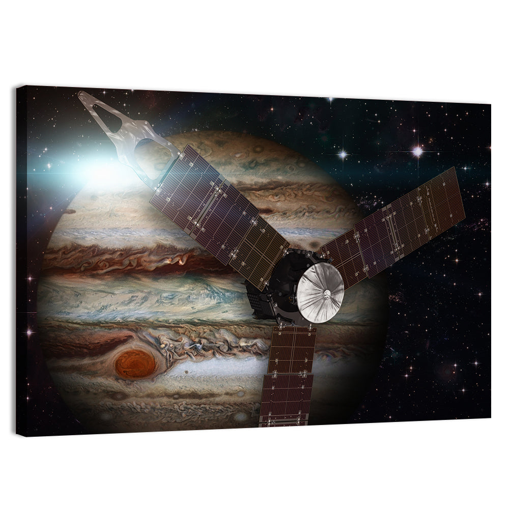 Juno Spacecraft Over Jupiter Wall Art, canvas print, landscape