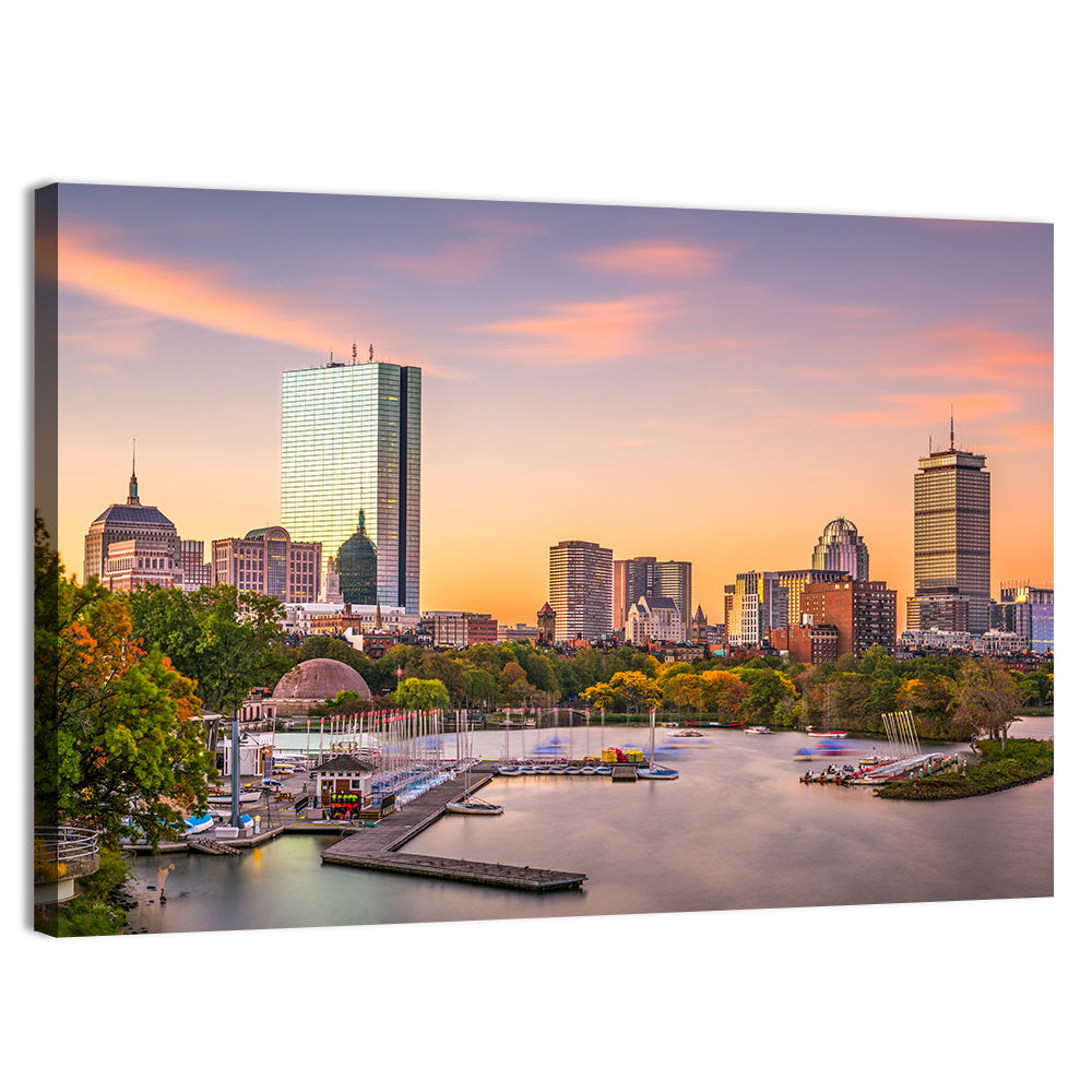 Boston Skyline at Sunset Wall Art, canvas print, landscape
