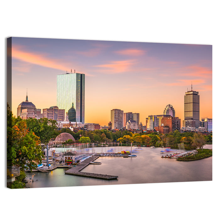Boston Skyline at Sunset Wall Art as a canvas print