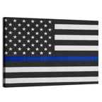 Monochrome American Flag with Blue Stripe Wall Art