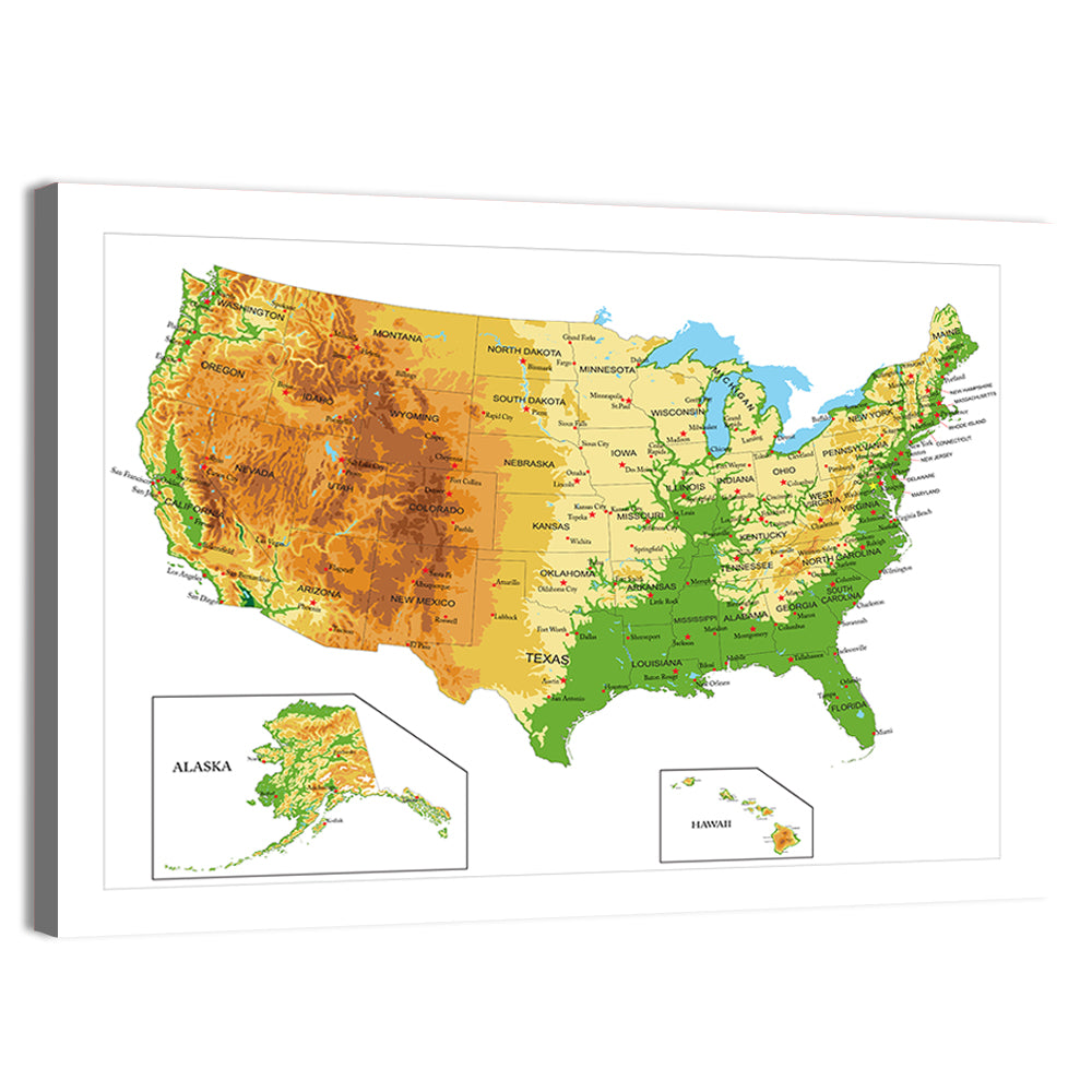 United States Topographic Map Wall Art