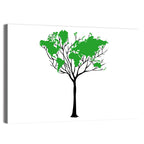 World Map Tree with Green Canopy Wall Art