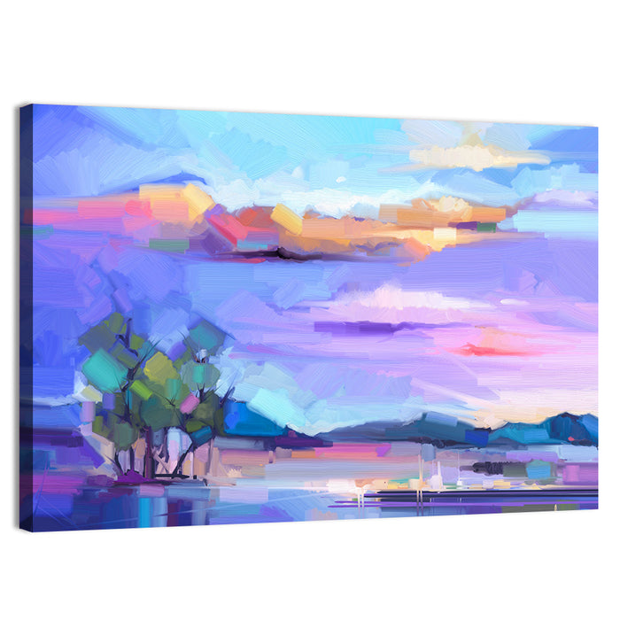 Dusk Lake Reflection Wall Art as a canvas print