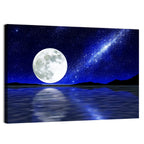 Moon and Milky Way Over Lake Wall Art