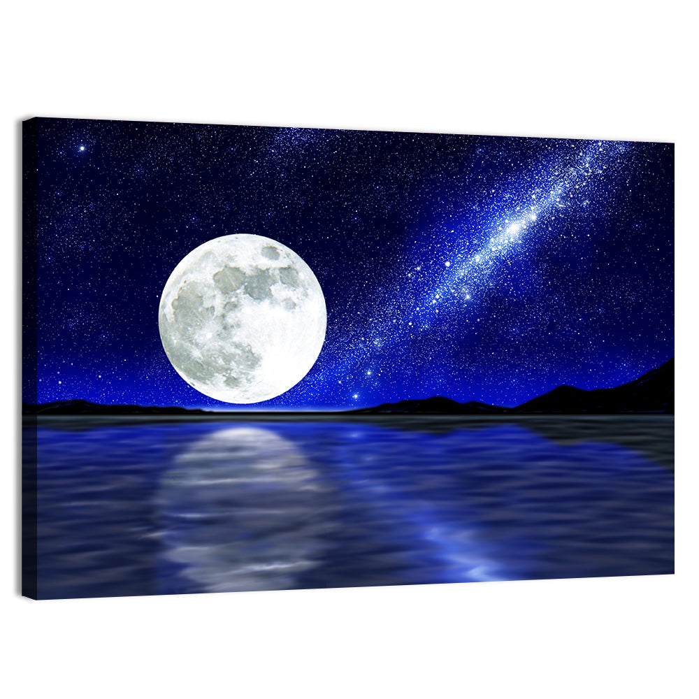 Moonlit Lake Reflection Wall Art
