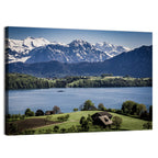 Alpine Lake View with Meadows Wall Art