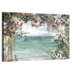 Coastal Floral Watercolor Seascape Wall Art