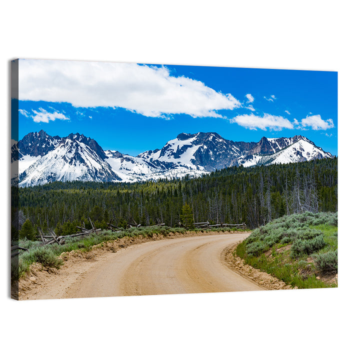 Sawtooth Byway Dirt Road, Idaho Wall Art as a canvas print