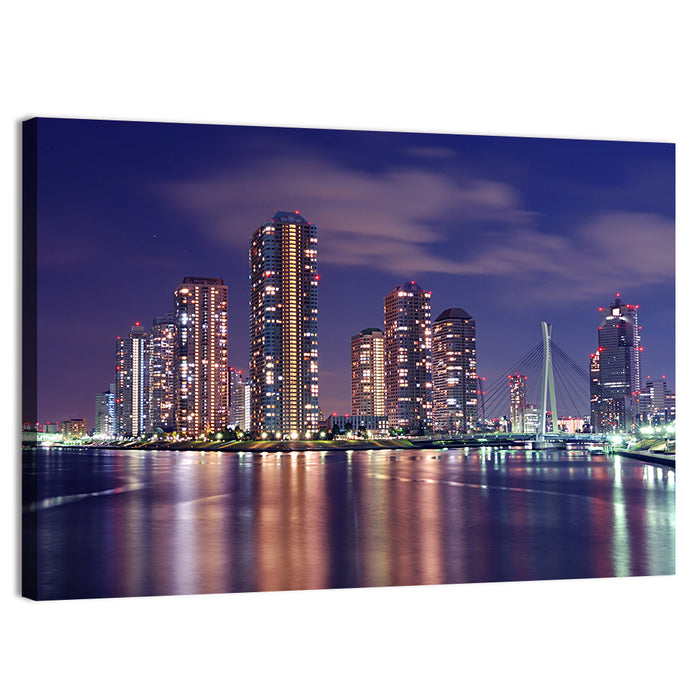 Tokyo Night Skyline Wall Art as a canvas print