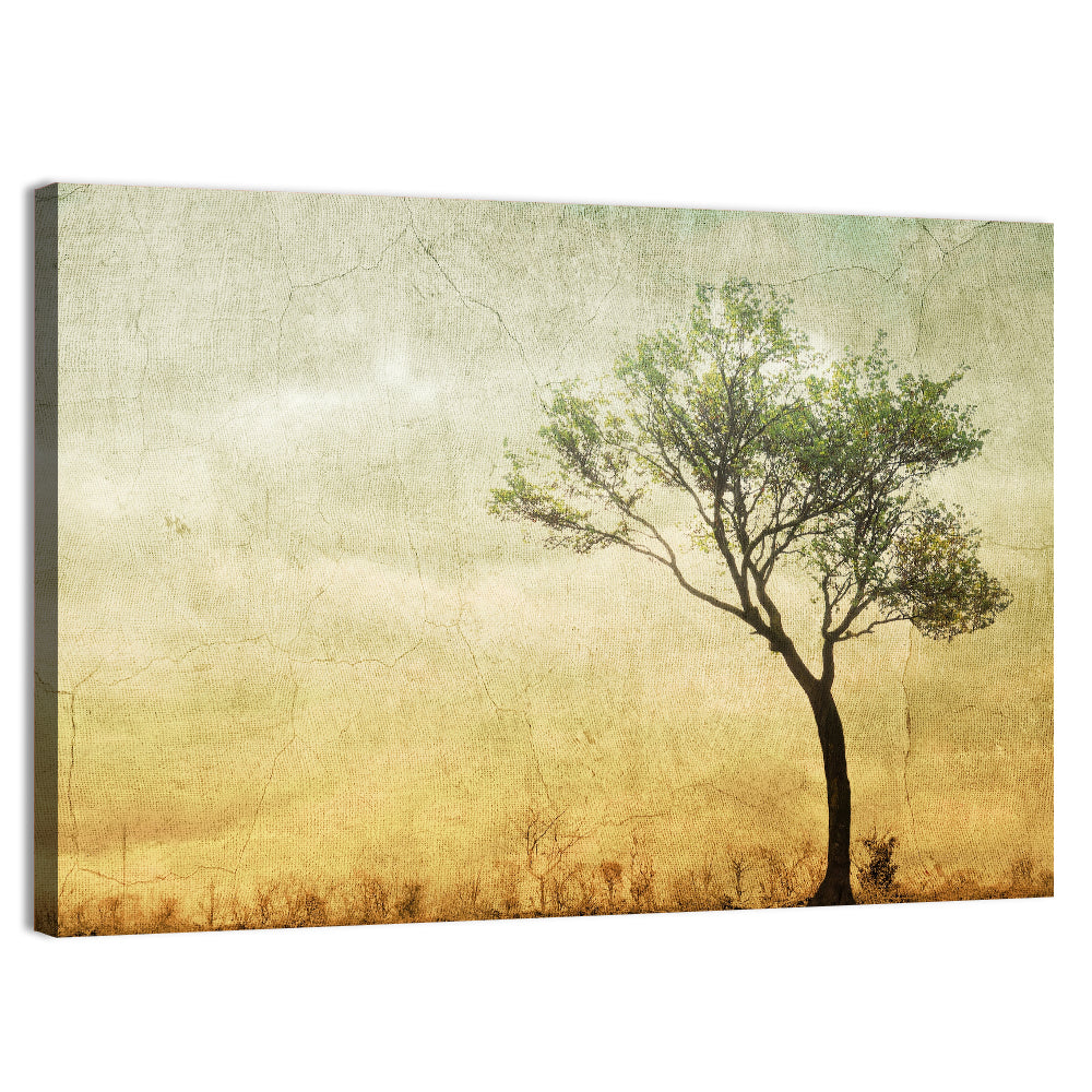 Surreal Tree with Cracked Paint Texture Wall Art